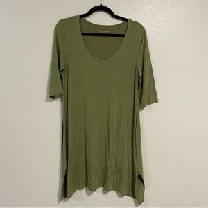 Soft Surroundings Dress Women’s Size Medium Olive Green Jersey Knit Shirt Dress